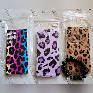 S22 ULTRA LEOPARD PHONE CASE SET 💜💙🤎